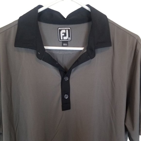 FootJoy Mens M Black Gray Striped Short Sleeves At - Picture 2 of 8